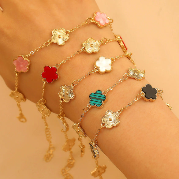 Alloy Fiveleaf Flower Electroplated Women's Bracelet