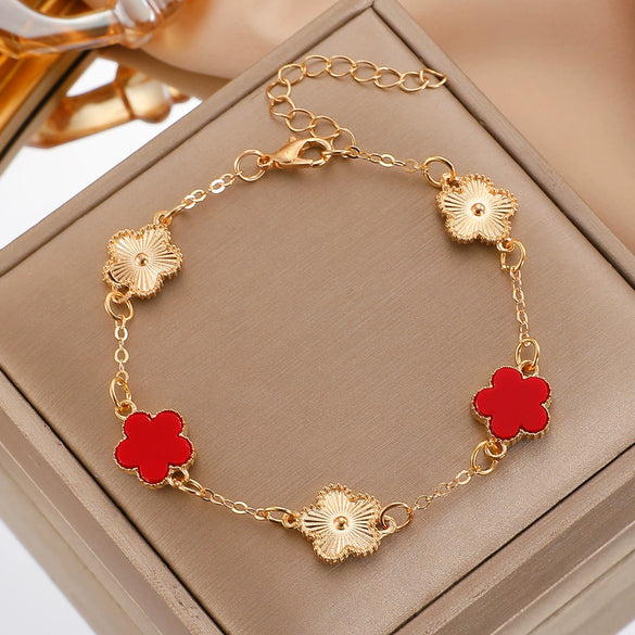 Alloy Fiveleaf Flower Electroplated Women's Bracelet