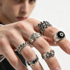 Alloy Fivepointed Star Cross And Circle Punk Ring Set With Polished Electroplated Finish Unisex Geometric Fashion Jewelry