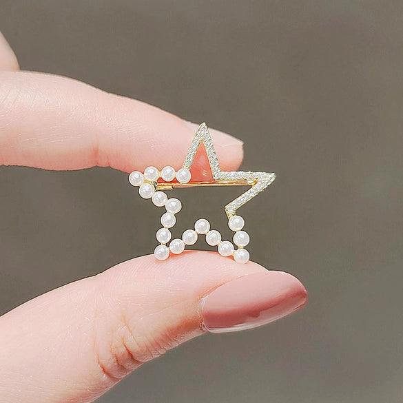 Alloy Fivepointed Star Cut Out Brooch Electroplated Simple Style Ladies Accessories