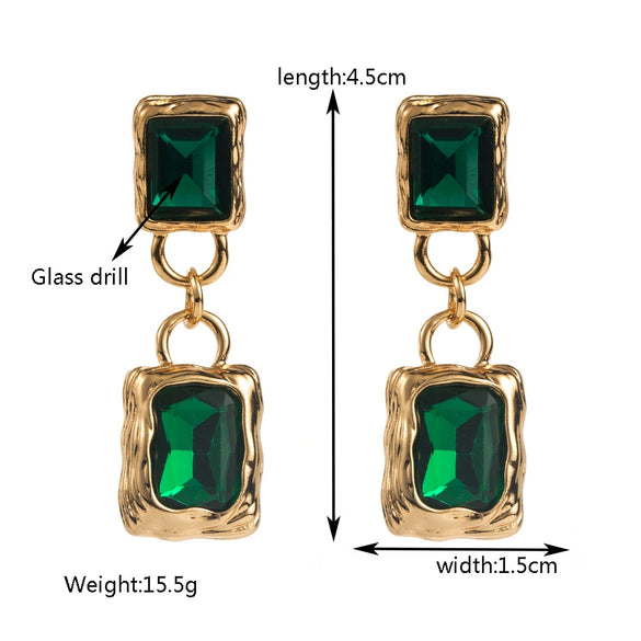 Alloy Flamingo Diamondencrusted Earrings With S925 Silver Needle Square Multilayer Design For Women