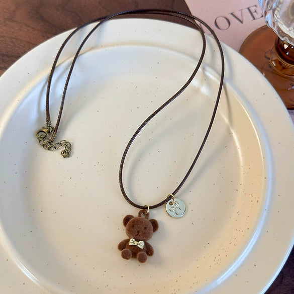 Alloy Flocking Animal Cartoon Bow Plush Bear Women's Earrings