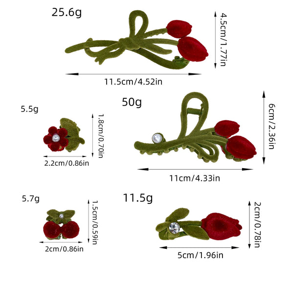 Alloy Flocking Tulip Heart Hairpin Handmade Women's Small Fresh Hair Accessories