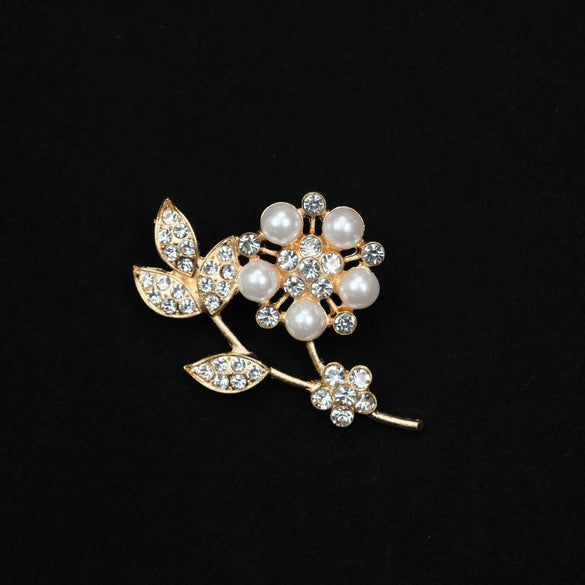 Alloy Floral Leaf Bow Rhinestone Brooch Electroplating Antiexposure Luxury Design Unisex Suit Accessory