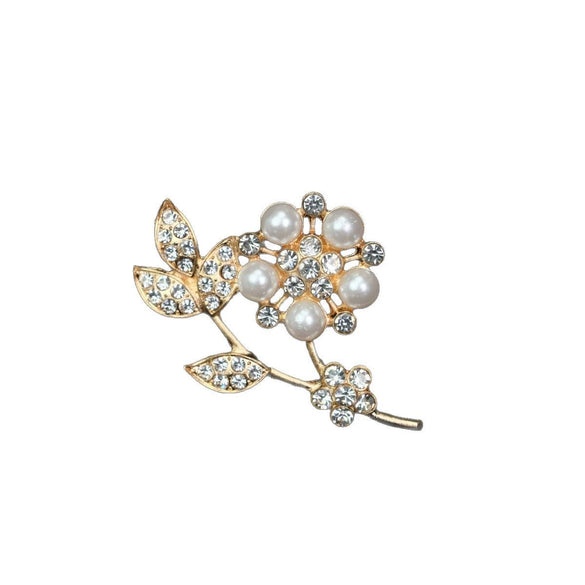 Alloy Floral Leaf Bow Rhinestone Brooch Electroplating Antiexposure Luxury Design Unisex Suit Accessory