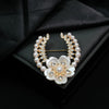 Alloy Flower Brooch Accessories Pearl Diamondencrusted Electroplated Vintage Style