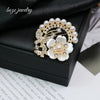Alloy Flower Brooch Accessories With Pearl And Diamondencrusted Vintage Style