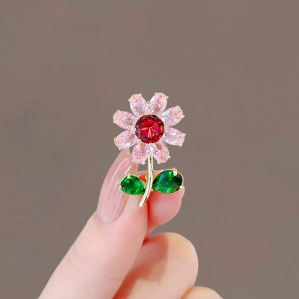 Alloy Flower Brooch Electroplated For Women Natural Style