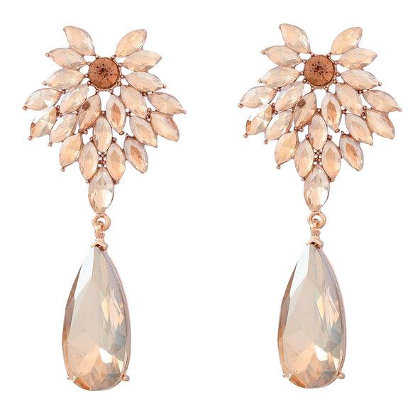 Alloy Flower Diamond Dropshaped Earrings For Women