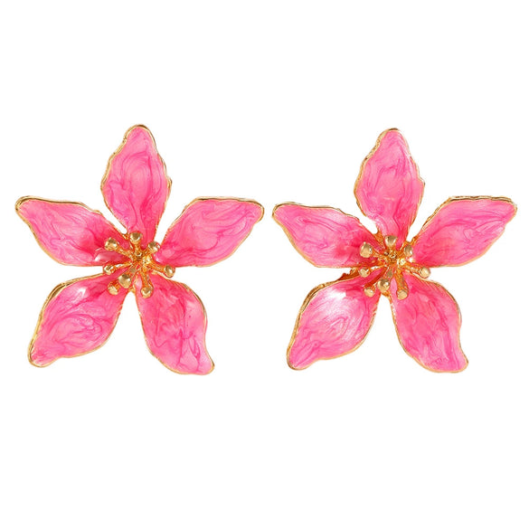 Alloy Flower Dripping Oil Earrings For Women Retro Elegant Fashion Little Fresh Style