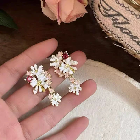 Alloy Flower Dripping Oil Style Earrings