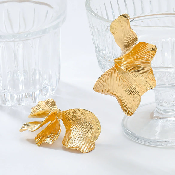Alloy Flower Earrings For Women Electroplated Trendy Style
