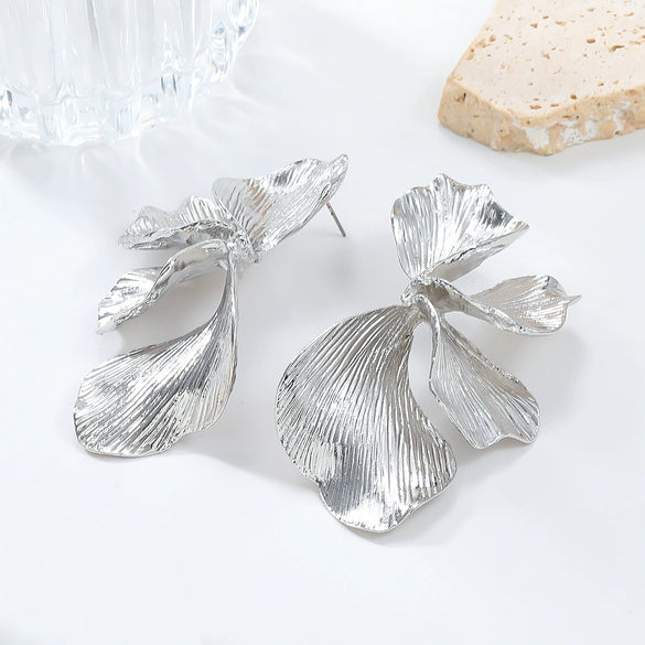 Alloy Flower Earrings For Women Electroplated Trendy Style