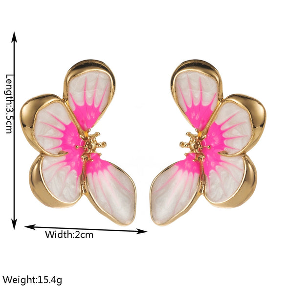 Alloy Flower Earrings Retro Baroque Style Electroplated For Women