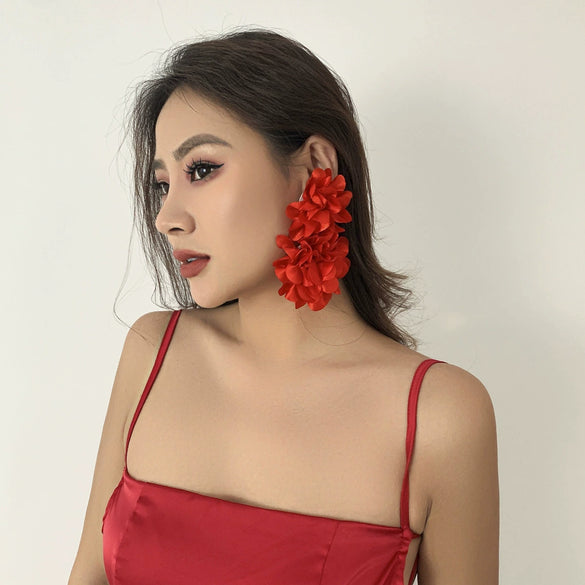 Alloy Flower Earrings With Electroplating Treatment For Women