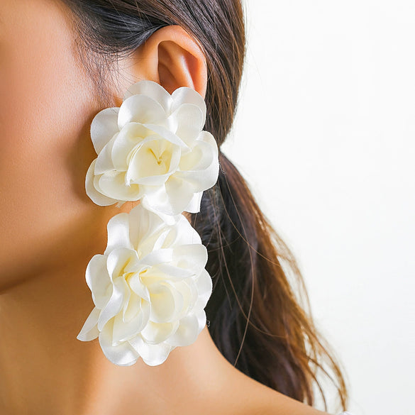 Alloy Flower Earrings With Electroplating Treatment For Women