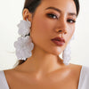 Alloy Flower Earrings With Electroplating Treatment For Women