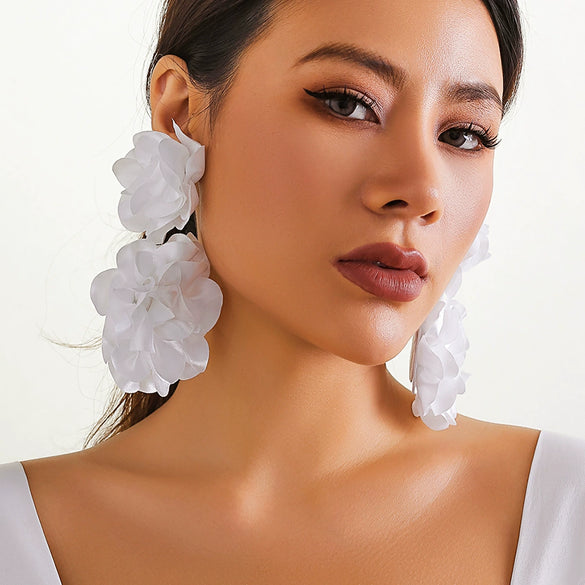 Alloy Flower Earrings With Electroplating Treatment For Women