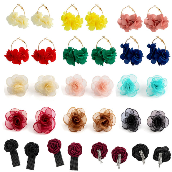 Alloy Flower Earrings With Electroplating Treatment