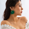 Alloy Flower Earrings With Electroplating Treatment