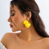 Alloy Flower Earrings With Electroplating Treatment