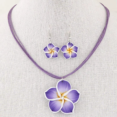 Alloy Flower Electroplated Jewelry Set Necklace And Earrings