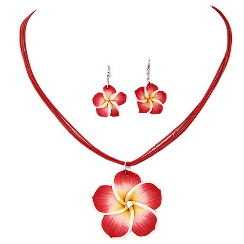 Alloy Flower Electroplated Jewelry Set Necklace And Earrings
