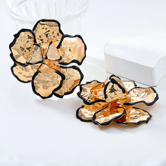 Alloy Flower Electroplating Women's Trendy Exaggerated Earrings