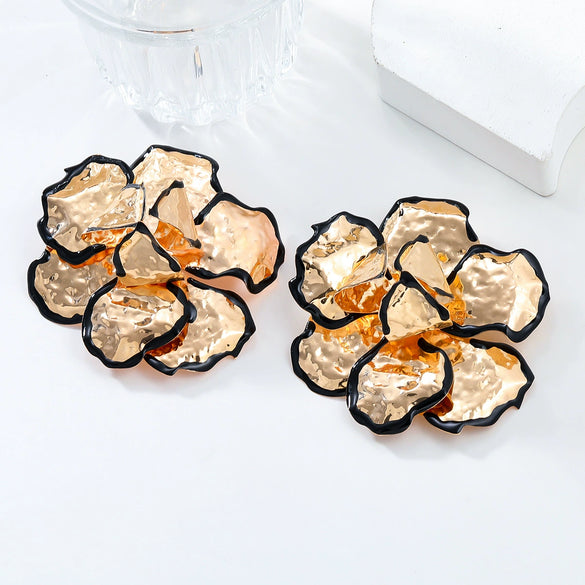 Alloy Flower Electroplating Women's Trendy Exaggerated Earrings