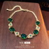 Alloy Flower Emerald Diamond Light Luxury Women's Bracelet With Gold Electroplating
