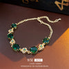 Alloy Flower Emerald Diamond Light Luxury Women's Bracelet With Gold Electroplating