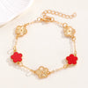 Alloy Flower Fiveleaf Clover Electroplated Bracelet Jewelry For Women And Unisex Or Couple Style