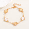 Alloy Flower Fiveleaf Clover Electroplated Bracelet Jewelry For Women And Unisex Or Couple Style