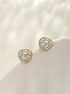 Alloy Flower Hollow Zircon Electroplated Women's Earrings