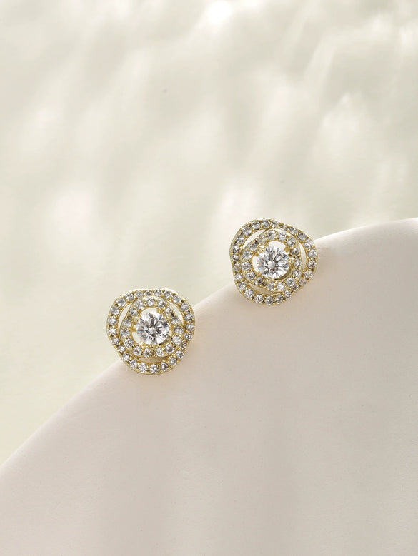 Alloy Flower Hollow Zircon Electroplated Women's Earrings