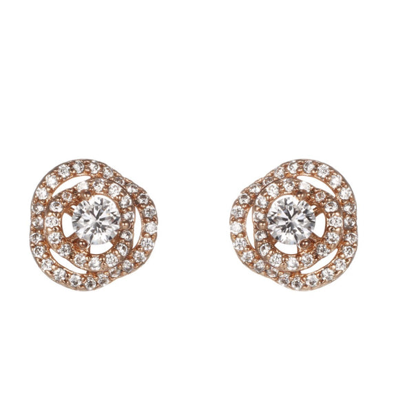Alloy Flower Hollow Zircon Electroplated Women's Earrings