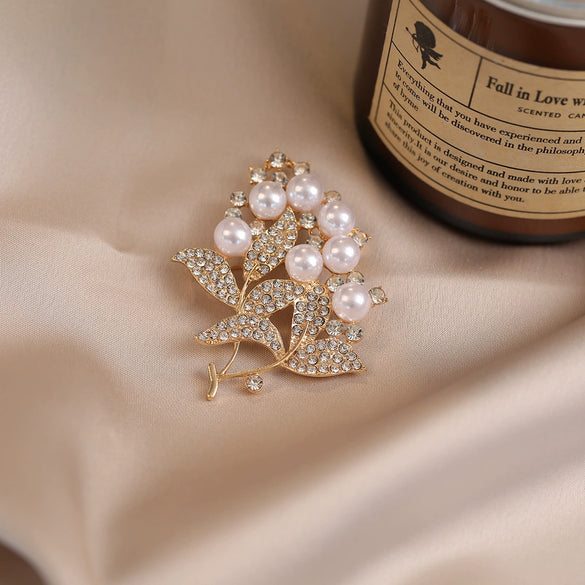 Alloy Flower Leaf Brooch For Women Electroplated Minimalist Design Accessories