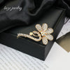 Alloy Flower Leaf Diamondencrusted Electroplated Brooch Unisex Casual Style Accessories