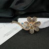 Alloy Flower Leaf Diamondencrusted Electroplated Brooch Unisex Casual Style Accessories