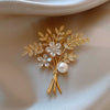 Alloy Flower Leaf Pearl Women's Brooch Electroplating Natural Style