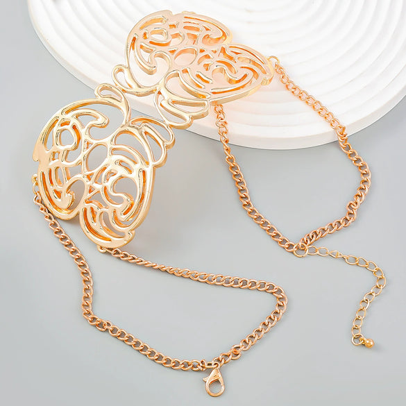 Alloy Flower Letter Necklace Electroplated Snake Bone Chain For Women Retro Hiphop Exaggerated Style