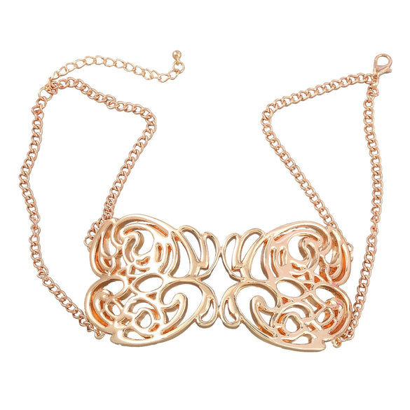 Alloy Flower Letter Necklace Electroplated Snake Bone Chain For Women Retro Hiphop Exaggerated Style