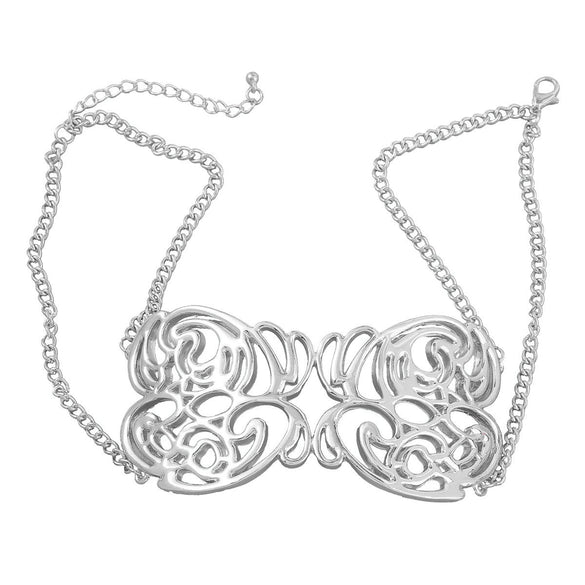 Alloy Flower Letter Necklace Electroplated Snake Bone Chain For Women Retro Hiphop Exaggerated Style