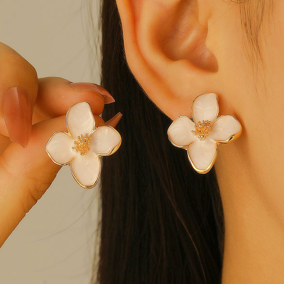 Alloy Flower Pattern Dripping Oil Women's Earrings