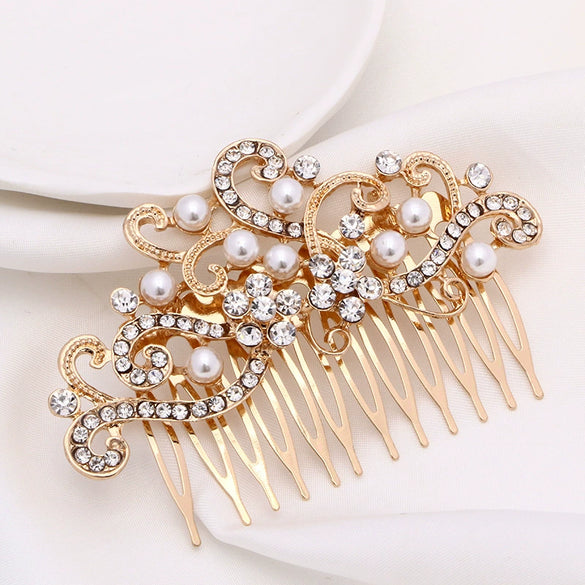 Alloy Flower Pattern Electroplated Hair Comb And Headband Hair Accessories For Women