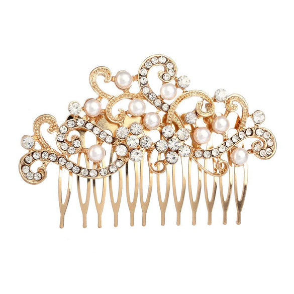 Alloy Flower Pattern Electroplated Hair Comb And Headband Hair Accessories For Women