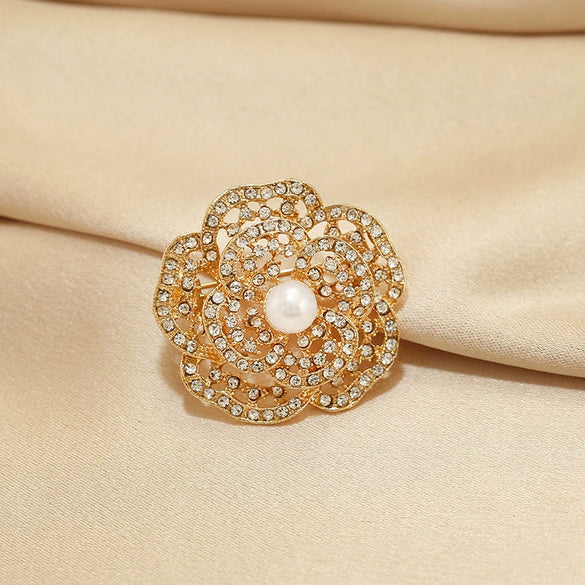 Alloy Flower Pattern Electroplated Women's Camellia Brooch Suit Accessories