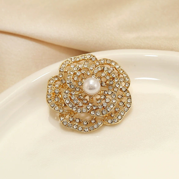 Alloy Flower Pattern Electroplated Women's Camellia Brooch Suit Accessories