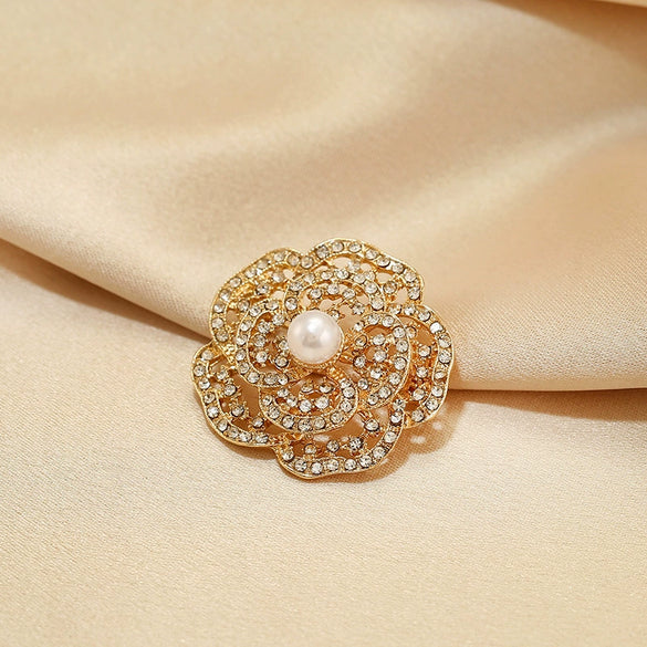Alloy Flower Pattern Electroplated Women's Camellia Brooch Suit Accessories