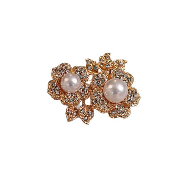 Alloy Flower Pearl Antiexposure Electroplating Women's Minimalist Retro Luxury Coat Brooch